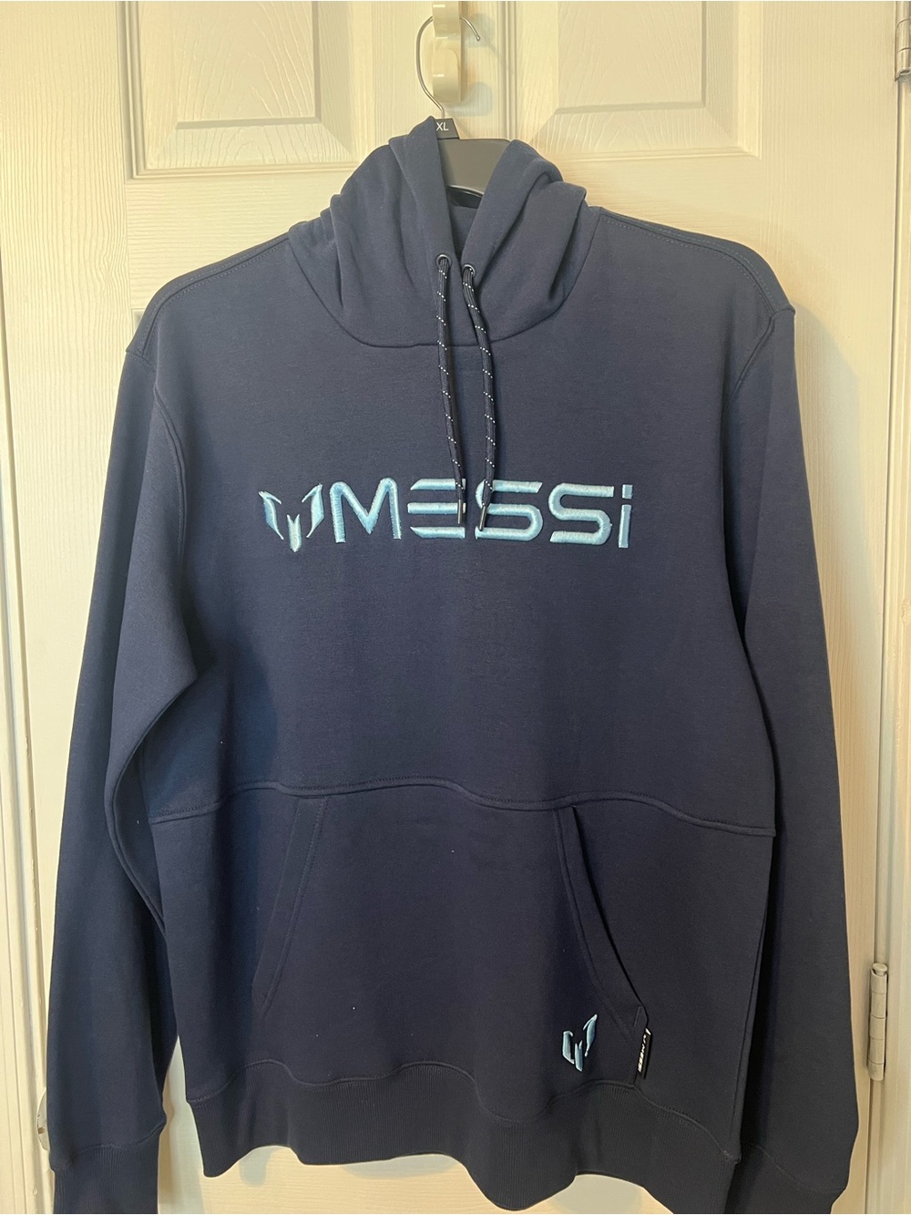Messi Logo Navy Pullover Hoodie - Men's